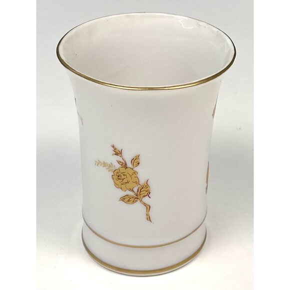 VTG 4" Handpainted Gilded Rose & Butterfly Ceramic Bathroom Cup Vase Japan EUC - Picture 2 of 5
